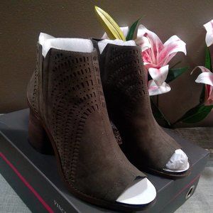 Vince Camuto Grey Suede Peep to Bootie